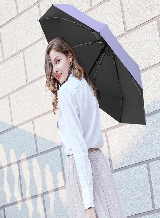 KEEKOS مظلة كيكوس، مظلة كبيرة الحجم للحماية من الشمس والمطر والرياح، قوية، قابلة للطي مرتين، مناسبة للرجال والنساء والأطفال والأولاد والبنات. صغيرة وأنيقة، مقاومة للرياح وصغيرة الحجم (أسود) (بنفسجي) - Image 5
